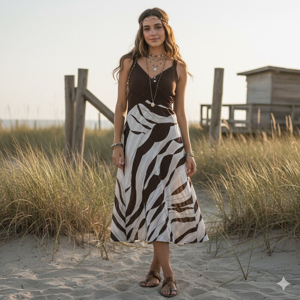 Dressbarn Sleeveless Midi Dress‎ Size 6 Fairycore Y2K Summer Boho Chic Flowy